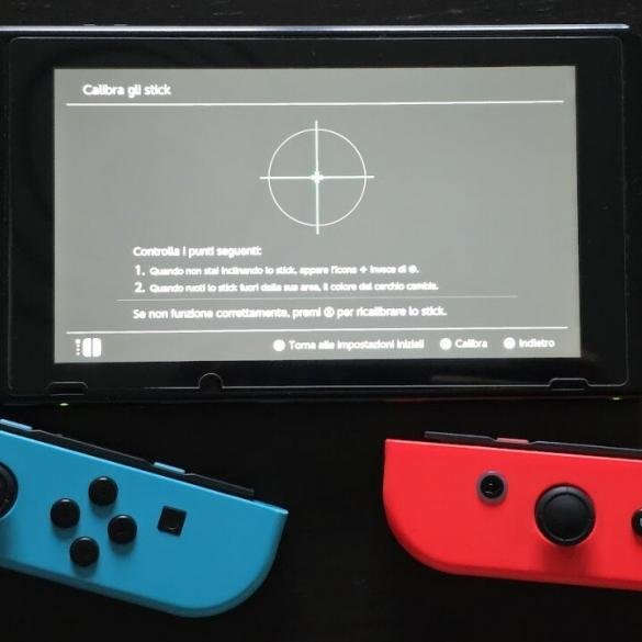 Nintendo Switch schermata di calibrazione joy con per risolvere i problemi di drift