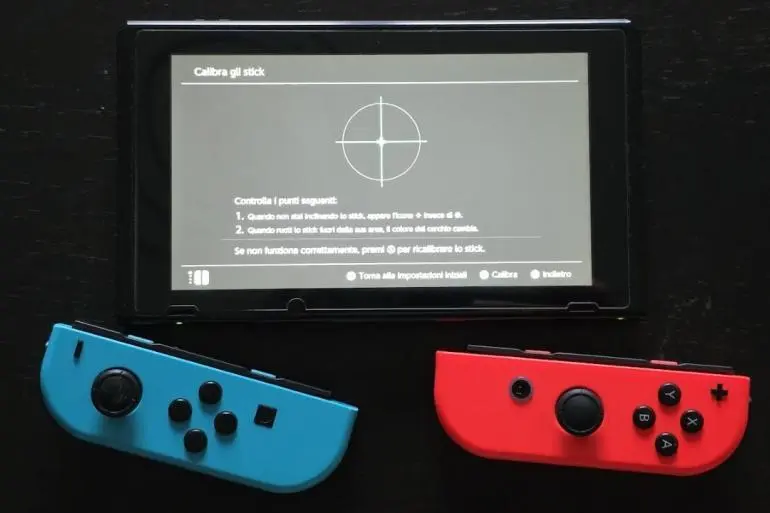 Nintendo Switch schermata di calibrazione joy con per risolvere i problemi di drift