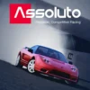Anteprima di Assoluto Racing su Nintendo Switch con auto Porsche e Nissan GTR in pista, loghi ufficiali e indicazione della funzione Cross-Save.