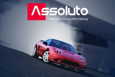 Anteprima di Assoluto Racing su Nintendo Switch con auto Porsche e Nissan GTR in pista, loghi ufficiali e indicazione della funzione Cross-Save.