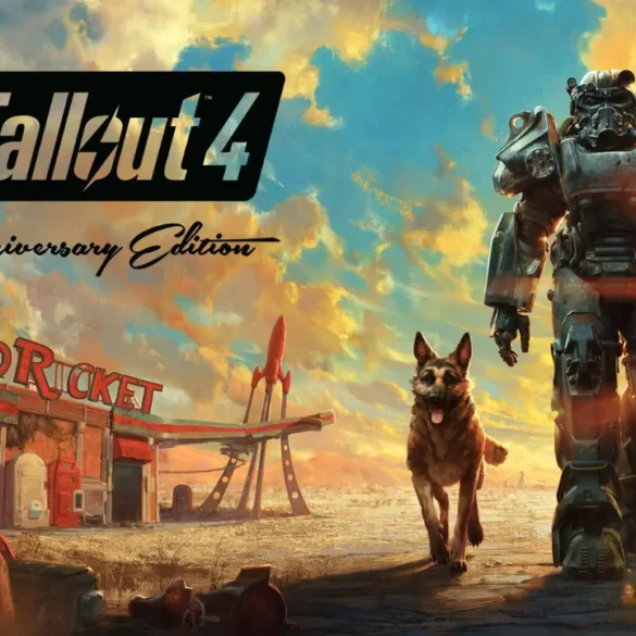 Fallout 4 Anniversary Edition per Nintendo Switch 2 con protagonista e armatura atomica.