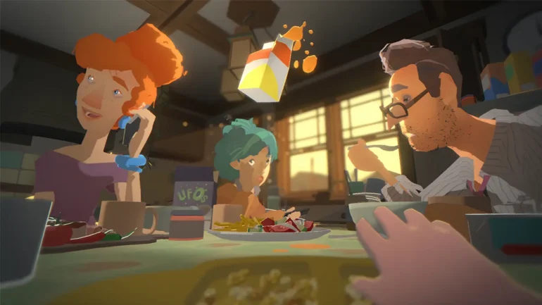 Un primo piano del bambino Isaac mentre usa i suoi poteri psichici in Goodnight Universe su Nintendo Switch 2.