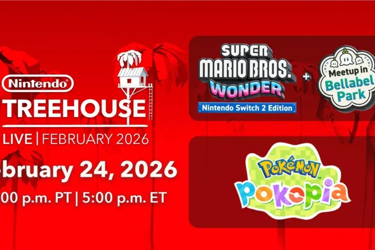 Segui il Nintendo Treehouse: Live del 24 febbraio per 60 minuti di gameplay inedito su Switch 2. In mostra Super Mario Bros. Wonder, Animal Crossing e Pokémon Pokopia.
