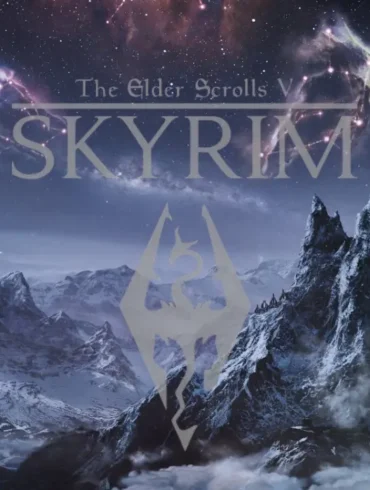 Sfondo di gioco di Skyrim con guerriero e drago.