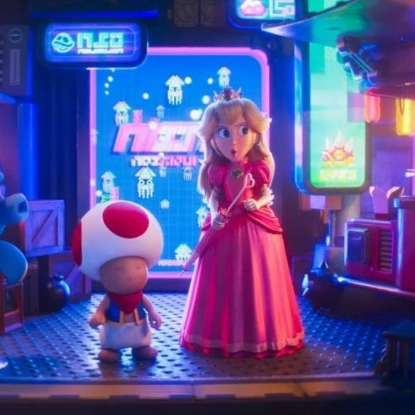 Schermata del video YouTube del trailer concept "The Super Mario Galaxy Movie - Level Up" con peach e capitan toad