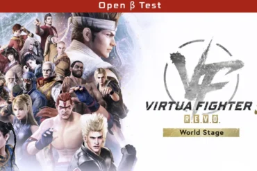 Un'immagine promozionale di Virtua Fighter 5 R.E.V.O. World Stage che annuncia la Beta aperta su Nintendo Switch 2.