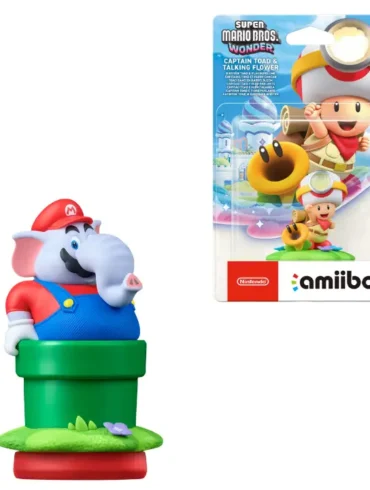 Nuovi amiibo Mario elefante e Capitan Toad fiore parlante Super Mario Bros Wonder disponibili su My Nintendo Store a 19,99 euro