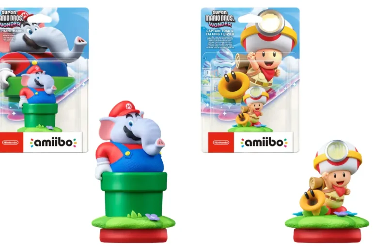 Nuovi amiibo Mario elefante e Capitan Toad fiore parlante Super Mario Bros Wonder disponibili su My Nintendo Store a 19,99 euro
