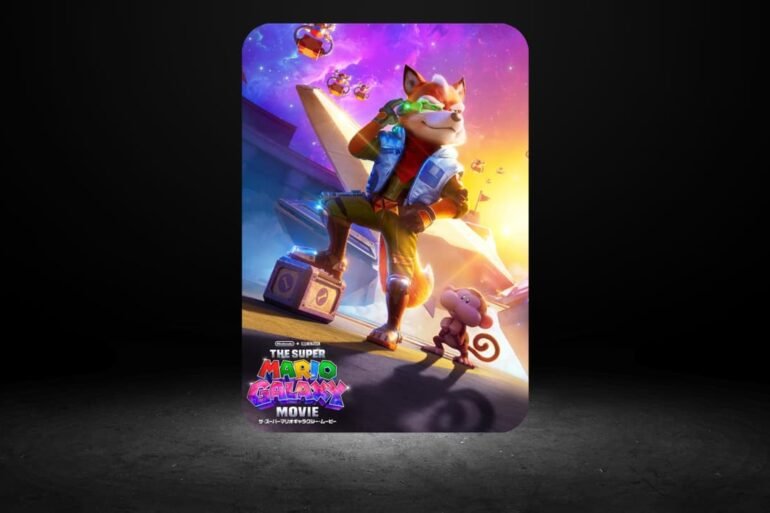 Poster ufficiale The Super Mario Galaxy Movie con Fox McCloud di Star Fox confermato da Nintendo Japan