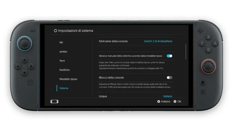Come disattivare la prevenzione uso accidentale al risveglio Nintendo Switch 2