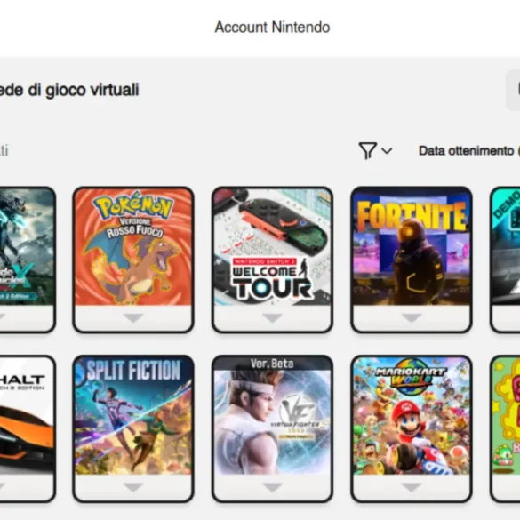 Nintendo Switch 2 schermata Schede di gioco virtuali. Come Condividere e Prestare i Tuoi Giochi