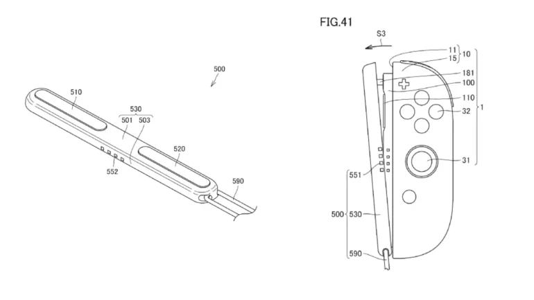 Disegni tecnici brevetto Nintendo US20260084065 laccetto magnetico rimovibile per Joy-Con 2