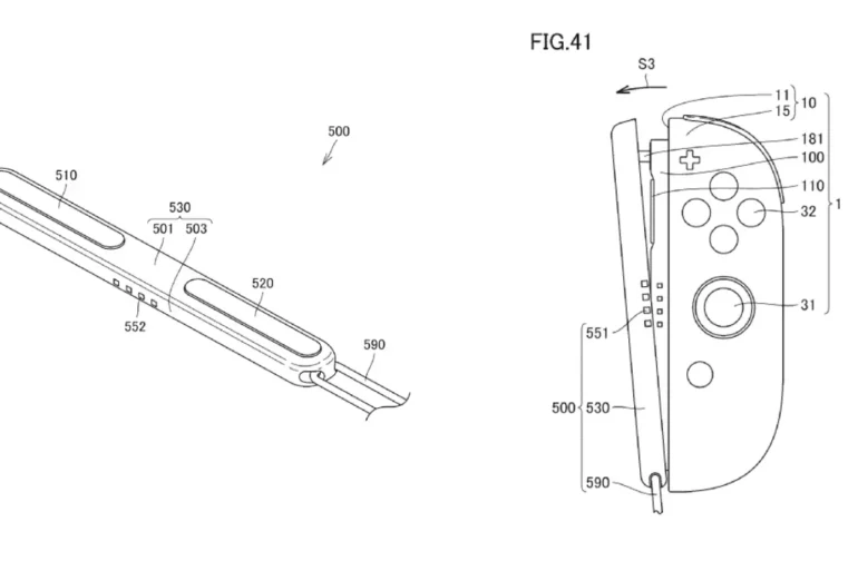 Disegni tecnici brevetto Nintendo US20260084065 laccetto magnetico rimovibile per Joy-Con 2