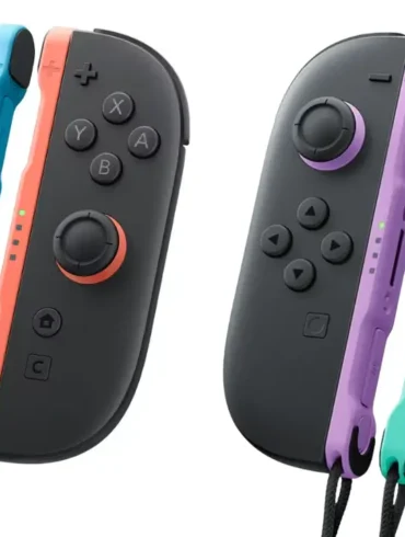 Primi piani dei nuovi controller Joy-Con 2 per Nintendo Switch 2 in diverse colorazioni.