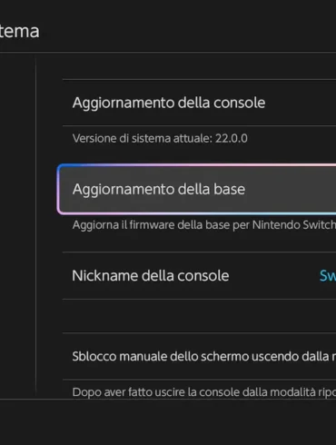 Schermata aggiornamento Nintendo Switch 22.0.0 NintendoOS con nuove funzionalità