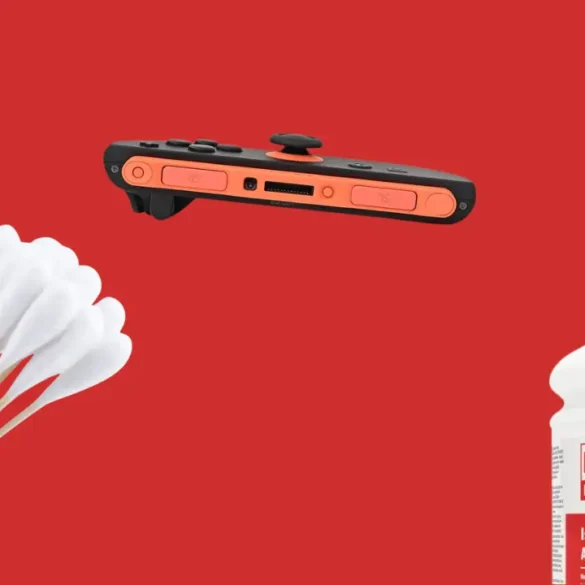 Pulizia dei contatti magnetici e dei pin dorati di un Joy-Con 2 per Nintendo Switch 2 con un cotton fiocPulizia dei contatti magnetici e dei pin dorati di un Joy-Con 2 per Nintendo Switch 2 con un cotton fioc