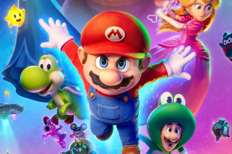 Poster Super Mario Galaxy Il Film parziale con mario in primo piano