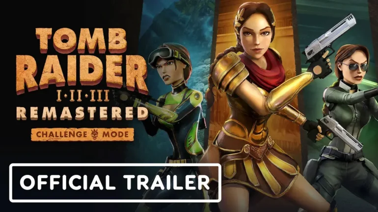 Lara Croft in azione nella modalità Sfida di Tomb Raider I-III Remastered su Nintendo Switch 2
