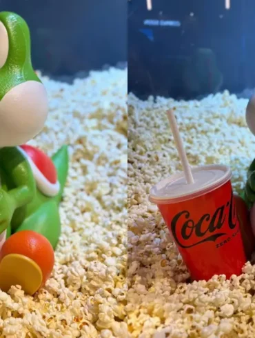 Yoshi porta popcorn gadget ufficiale UCI Cinema Super Mario Galaxy Movie