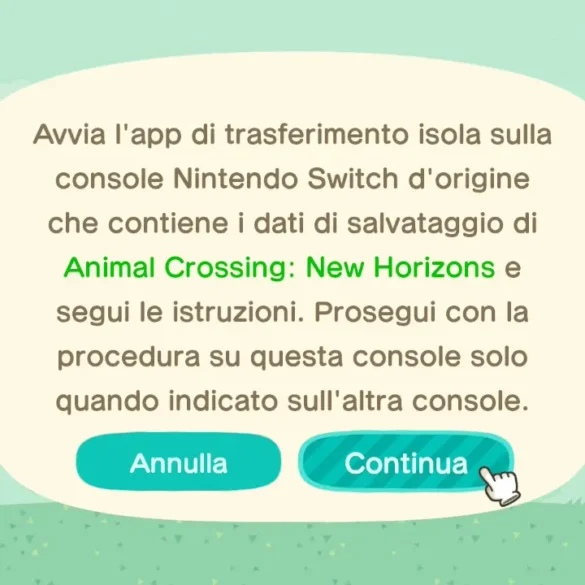 Come trasferire isola Animal Crossing New Horizons da Nintendo Switch a Nintendo Switch 2 app trasferimento passo passo
