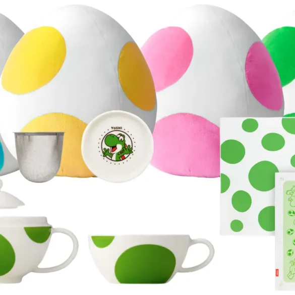 Nuovi peluche uovo di Yoshi verde azzurro rosa giallo tazza teiera e panno decorativo Super Mario My Nintendo Store Italia 2026
