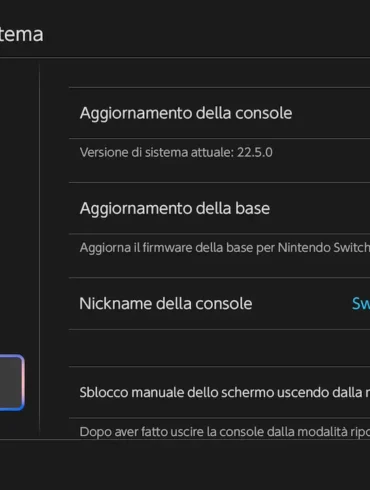 Schermata aggiornamento di sistema Nintendo OS versione 22.5.0 su Nintendo Switch 2