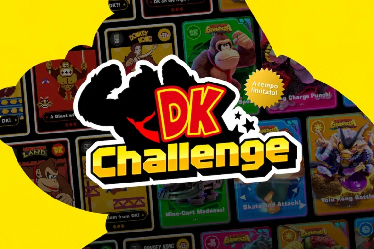 Donkey Kong e le Carte Sfida digitali dell'evento DK Challenge su Nintendo Switch 2, attivo fino al 1° settembre 2026