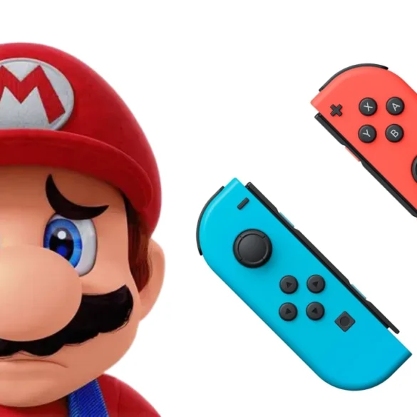 Joy-Con Nintendo Switch con sovrimpresso il simbolo dell'euro, riferimento alla multa da 35 milioni della DGCCRF