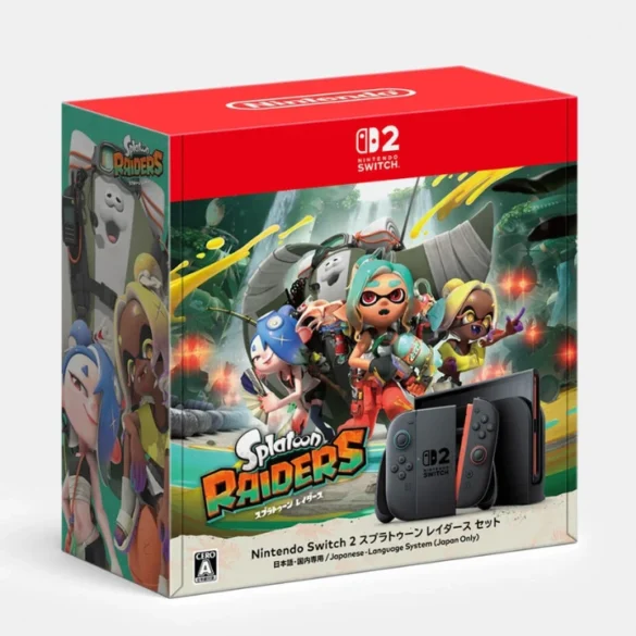 Confezione bundle Nintendo Switch 2 Splatoon Raiders con Joy-Con 2 blu chiaro e rosso chiaro annunciata per il mercato giapponese