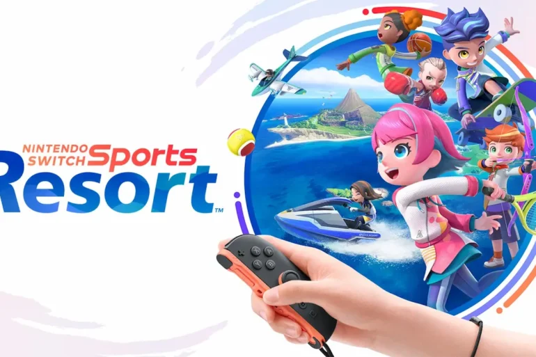 Key art ufficiale di Nintendo Switch Sports Resort con Mii e Sportsmate sull'Isola di Wuhu per Nintendo Switch 2
