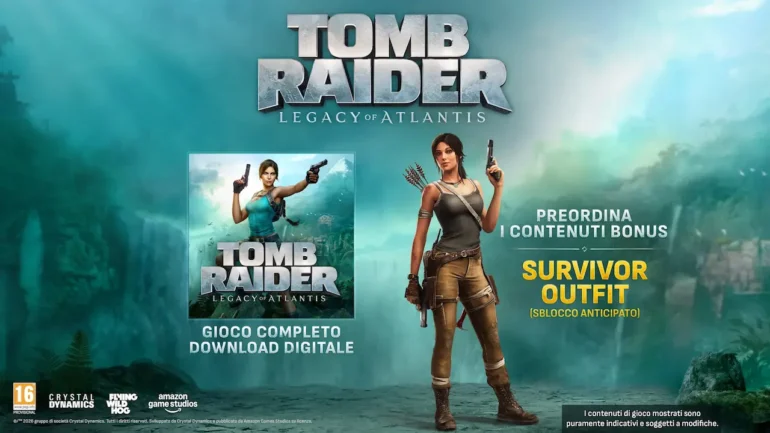 Lara Croft nella key art ufficiale di Tomb Raider Legacy of Atlantis per Nintendo Switch 2