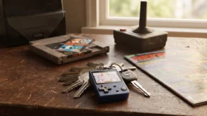 Un Nintendo Mini Classics portachiavi con Mario's Cement Factory, la miniatura funzionante dei Game & Watch lanciata da Nintendo nel 1998