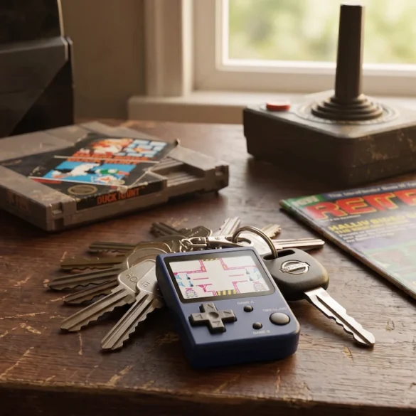 Un Nintendo Mini Classics portachiavi con Mario's Cement Factory, la miniatura funzionante dei Game & Watch lanciata da Nintendo nel 1998